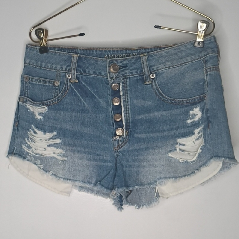 American Eagle Outfitters Distressed High-Rise Blue Denim Jeans size 8